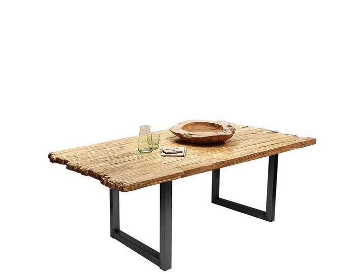 Designesstisch Platte mit Bruchkante Teak Massivholz von Möbel-Exclusive