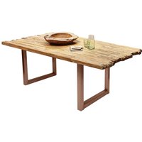 Designtisch aus Teak Recyclingholz Bügelgestell in Braun von Möbel Exclusive