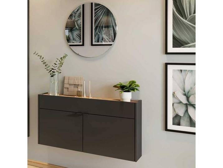 Dieleneinrichtung hängend modern in Dunkelgrau Wildeichefarben (zweiteilig) von Möbel-Exclusive