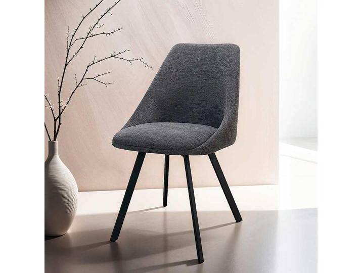 Essstuhl Stuhl Esszimmer in Anthrazit mit Gestell aus Metall (2er Set) von Möbel-Exclusive