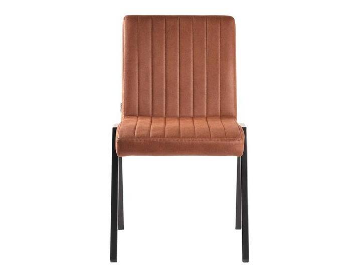 Esszimmer Stuhl in Cognac Braun Microfaser Metallgestell (2er Set) von Möbel-Exclusive