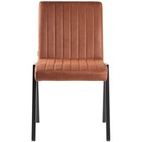 Esszimmer Stuhl in Cognac Braun Microfaser Metallgestell (2er Set) von Möbel Exclusive