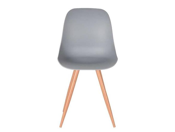Esszimmer Stuhl in Grau Kunststoff Metallgestell in Eiche Optik (2er Set) von Möbel-Exclusive