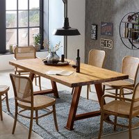 Esszimmer Tisch aus Teak Massivholz und Metall A Fußgestell von Möbel Exclusive