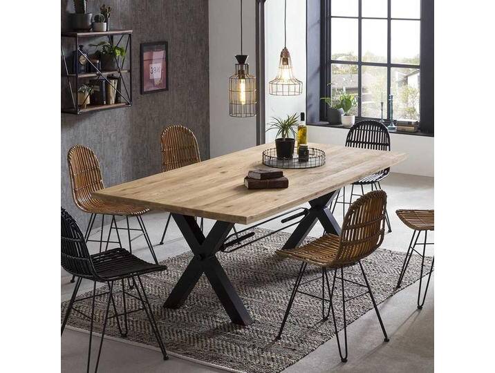 Esszimmer Tisch aus Wildeiche Massivholz Baumkante X Füßen Esszimmer Tisch aus Wildeiche Massivholz Baumkante X Füßen von Möbel-Exclusive