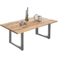 Esszimmer Tisch in Wildeiche und Altsilberfarben Bügelgestell von Möbel Exclusive
