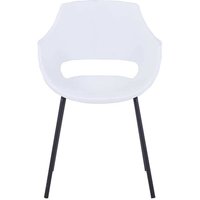 Esszimmerarmlehnstühle in Weiß und Schwarz Kunststoff und Metall (2er Set) von Möbel Exclusive
