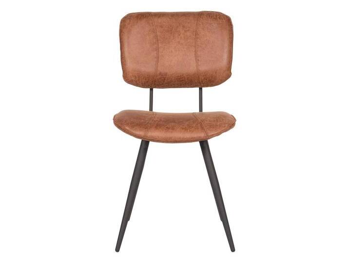 Esszimmerstuhl aus Kunstleder und Metall Cognac Braun (2er Set) von Möbel-Exclusive