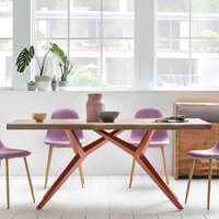Esszimmertisch aus Mangobaum Massivholz braunem Eisengestell von Möbel Exclusive