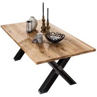 Esszimmertisch aus Wildeiche Massivholz und Eisen Industriedesign von Möbel Exclusive
