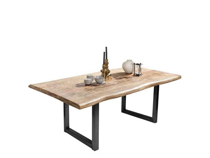 Factory Style Tisch mit Baumkante Tischplatte Bügelgestell schwarz Factory Style Tisch mit Baumkante Tischplatte Bügelgestell schwarz von Möbel-Exclusive