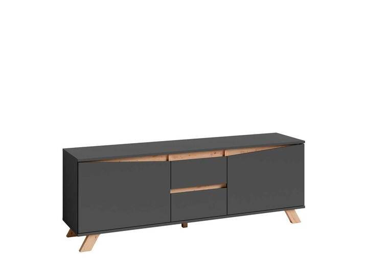 Fernsehmöbel Anthrazit im Skandi Design 160 cm breit - 55 cm hoch von Möbel-Exclusive
