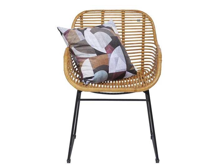 Flechtstühle in Beige und Schwarz Retrostil (2er Set) von Möbel-Exclusive