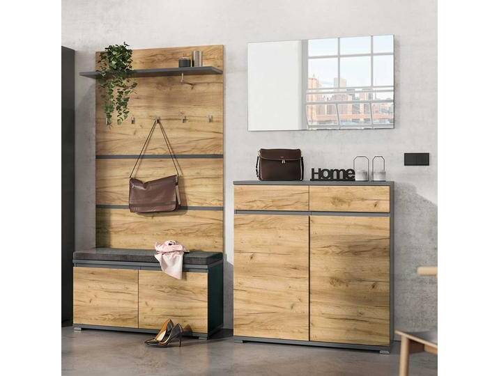 Flurmöbel Set in Wildeichefarben und Anthrazit modern (vierteilig) von Möbel-Exclusive