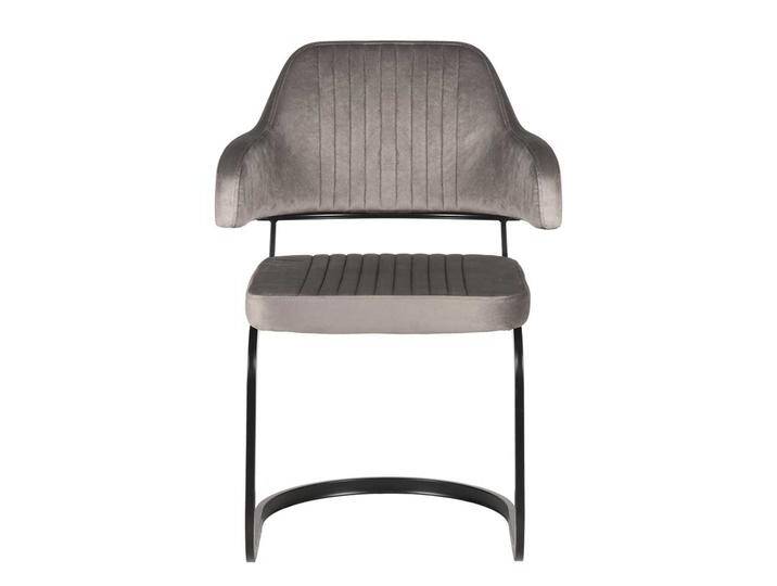 Freischwinger Sessel in Grau Samt 50 cm Sitzhöhe (2er Set) von Möbel-Exclusive