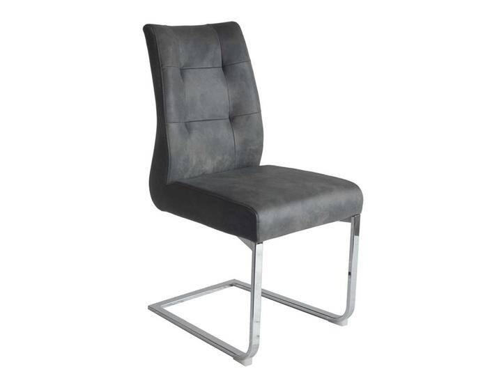 Freischwinger Stuhl Set in Anthrazit und Chromfarben hoher Lehne (2er Set) von Möbel-Exclusive