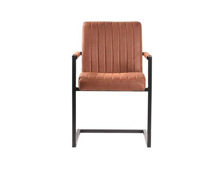 Freischwinger in Cognac Braun und Schwarz Armlehnen von Möbel-Exclusive