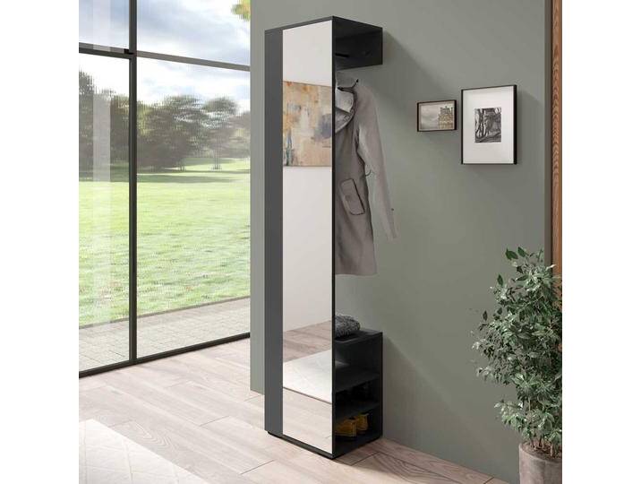 Garderobe mit Spiegelfront in Anthrazit 184 cm hoch - 40 cm breit Garderobe mit Spiegelfront in Anthrazit 184 cm hoch - 40 cm breit von Möbel-Exclusive