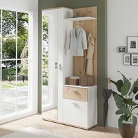 Garderobe mit Spiegeltür in Wildeichefarben & Weiß 190 cm hoch von Möbel Exclusive