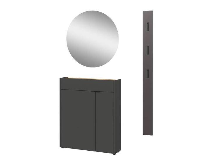 Garderoben Set Flurmöbel Set in Dunkelgrau und Wildeichefarben (dreiteilig) von Möbel-Exclusive