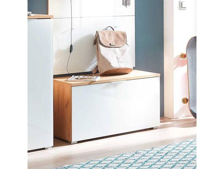 Garderoben Sitzbank, Weiß, 89x40x49 cm, Spanplatte & Sicherheitsglas, Mit Stauraum, Modern, Möbel-Exclusive Garderoben Sitzbank, Weiß, 89x40x49 cm, Spanplatte & Sicherheitsglas, Mit Stauraum, Modern, Möbel-Exclusive von Möbel-Exclusive