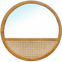 Garderobenspiegel 60 cm aus Teak Massivholz und Rattan Skandi Design von Möbel Exclusive