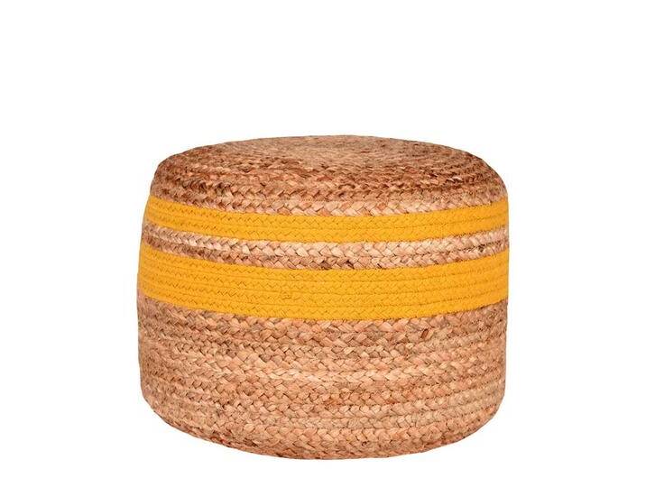 Geflecht Sitzpouf in Beige und Gelb Skandi Design Geflecht Sitzpouf in Beige und Gelb Skandi Design von Möbel-Exclusive