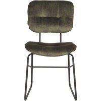 Gepolsterter Esstisch Stuhl in Dunkelgrün und Schwarz Bügelgestell aus Metall (2er Set) von Möbel Exclusive