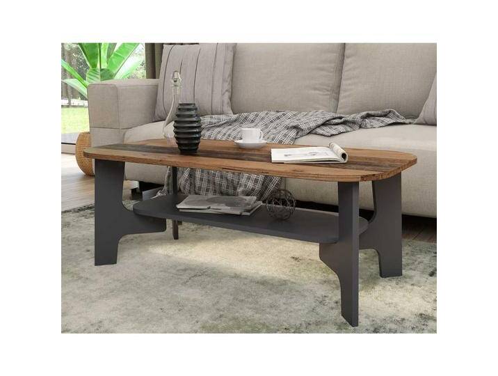 Großer Couchtisch modern in Holz Antik Optik Dunkelgrau von Möbel-Exclusive