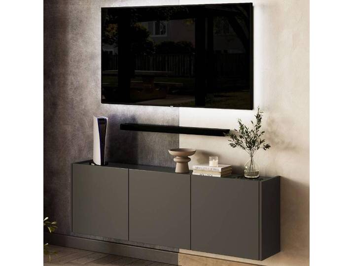 Hängeschrank Wandschrank 138 cm breit in Dunkelgrau von Möbel-Exclusive
