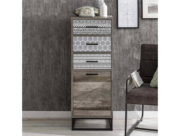 Hohe Kommode in Grey Wash Optik 40 cm breit von Möbel-Exclusive
