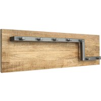 Holzgarderobe in Mangobaumfarben und Schwarzgrau 7 Metall-Kleiderhaken von Möbel Exclusive