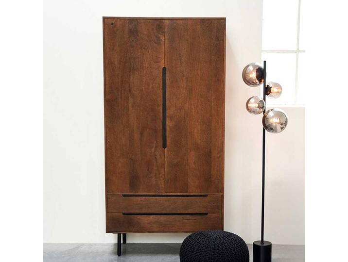 Holzschrank mit zwei Schubladen Drehtüren von Möbel-Exclusive
