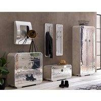 Industriedesign Garderobe in Silberfarben Aluminium beschlagen (sechsteilig) von Möbel Exclusive