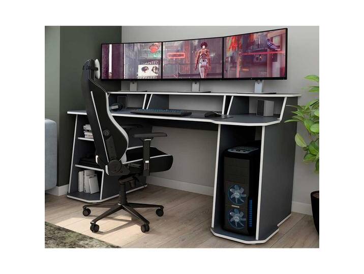 Jugend Schreibtisch in Anthrazit und Weiß 180 cm breit Jugend Schreibtisch in Anthrazit und Weiß 180 cm breit von Möbel-Exclusive