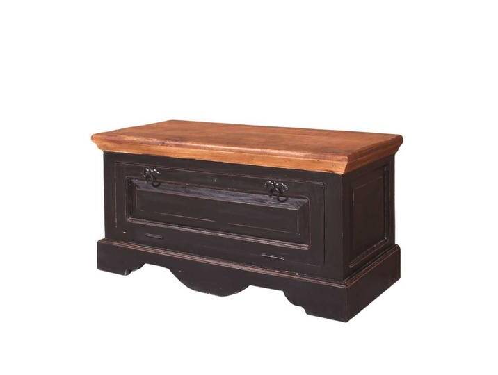 Kolonialstil Dielenbank in Schwarz und Honigfarben Schuhklappe Kolonialstil Dielenbank in Schwarz und Honigfarben Schuhklappe von Möbel-Exclusive