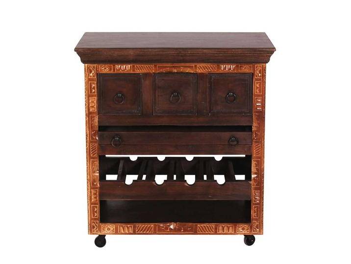 Kolonialstil Servierwagen aus Teak Recyclingholz handgearbeitet von Möbel-Exclusive