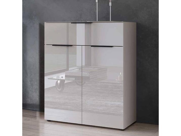 Kommode Hochkommode mit Drehtüren und Metallgriffen von Möbel-Exclusive