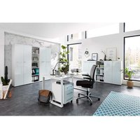 Komplett Büro Einrichtung in Weiß Glas beschichtet (achtteilig) von Möbel Exclusive
