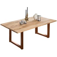 Küchen Tisch in Wildeiche und Braun Massivholzplatte von Möbel Exclusive