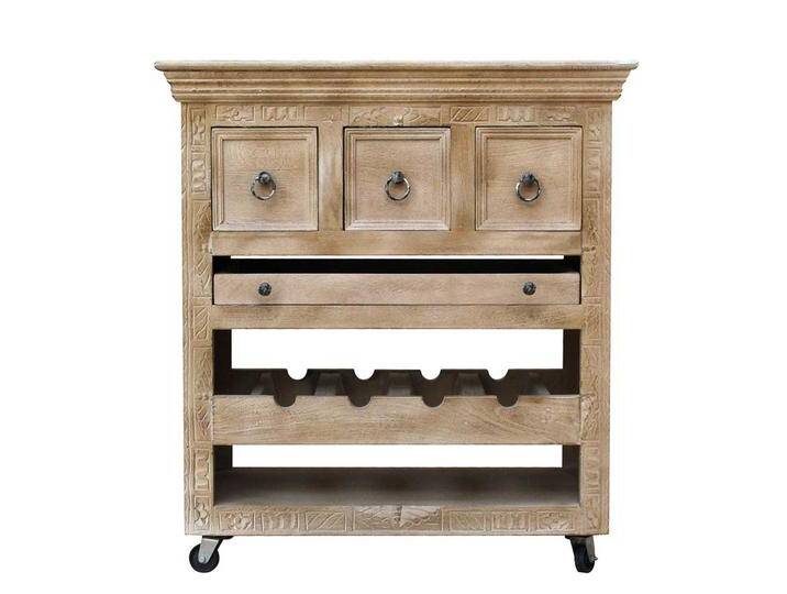 Kuechenrollwagen aus Mangobaum Massivholz Shabby Chic Stil von Möbel-Exclusive