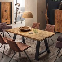 Küchentisch aus Teak Recylingholz 4-Fußgestell aus Metall von Möbel Exclusive