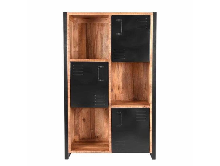 Loft Design Highboard aus Mangobaum Massivholz und Metall 100 cm breit von Möbel-Exclusive