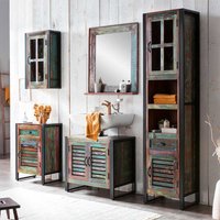 Massivholz Badmöbel mit Spiegel Shabby Chic Stil (fünfteilig) von Möbel Exclusive