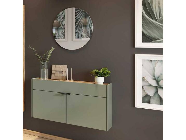 Moderne Flurmöbel mit Spiegel in Graugrün Wildeichefarben (zweiteilig) von Möbel-Exclusive