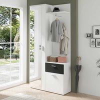 Moderne Kompaktgarderobe mit einer Schublade und Tür Weiß und Schwarz von Möbel Exclusive