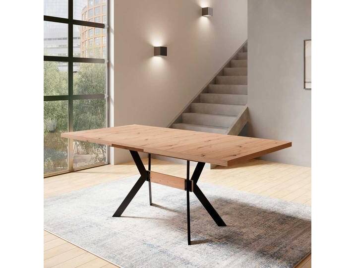 Moderner Ausziehtisch in Wildeichefarben & Schwarz 90 cm tief Moderner Ausziehtisch in Wildeichefarben & Schwarz 90 cm tief von Möbel-Exclusive