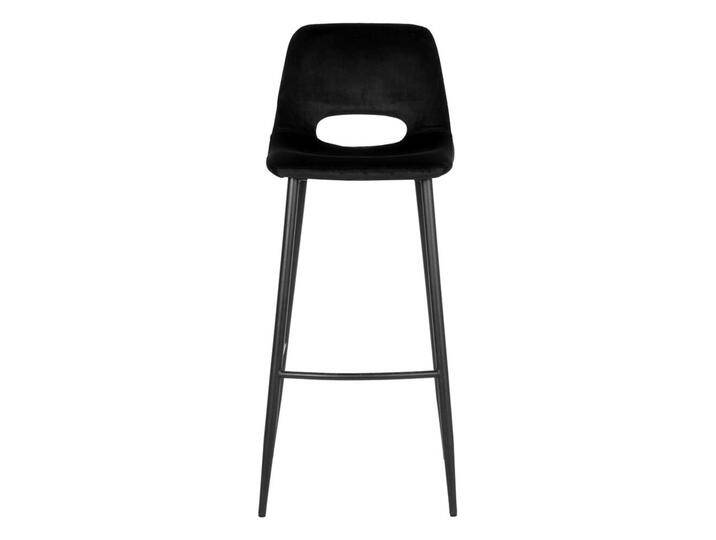 Moderner Barhocker in Schwarz Samt Vierfußgestell aus Metall (2er Set) von Möbel-Exclusive