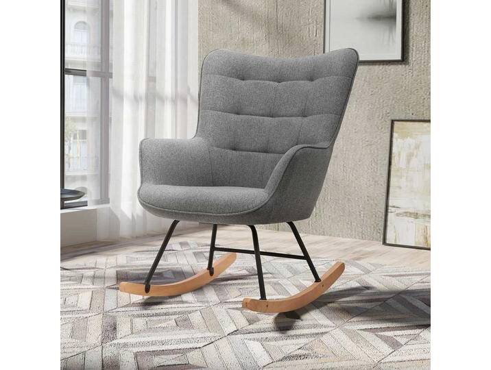Moderner Schaukelsessel in Grau Stoff Skandi Design Moderner Schaukelsessel in Grau Stoff Skandi Design von Möbel-Exclusive