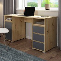 Moderner Schreibtisch in Wildeichefarben und Anthrazit 138 cm breit von Möbel Exclusive